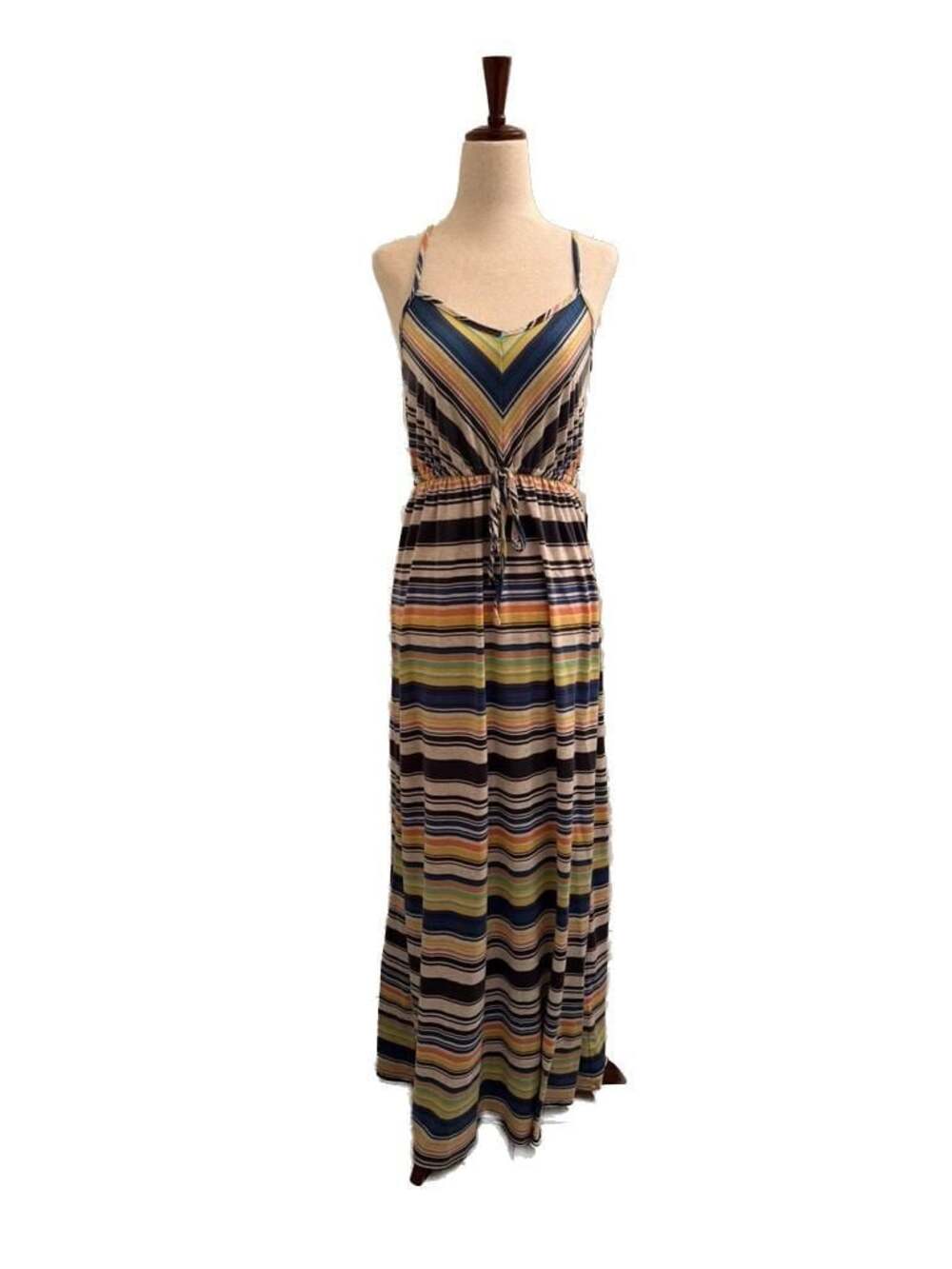 Mossimo Supply Co. Multi-Color Striped Sleeveless Maxi Dress with Tie Waist

H97